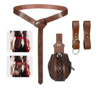 Renaissance Belt Kit, Cosplay Accessories, Costume Utility Pouch for Adults Halloween Festival Theater, Medieval Belt Bag Set, Vintage Gear, Collectors Events Parties, Brown, Black