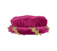 Renaissance Costume Hat, Soft Velvet Medieval Roll Brim Headpiece with Gold Trim for Vintage Costume and Theatrical Performance Outfit for Cosplay, Parties, Stage Show, Masquerade Balls, 8cm/3.15inch