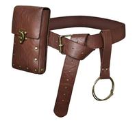 Renaissances Pu Belt Fannys Pack Belt Fannys - Accesorios para fiesta de Halloween, cosplay, disfraces de caballeros medievales, accesorios de disfraz de vikingos, Marrón Threepiece Se, Talla única