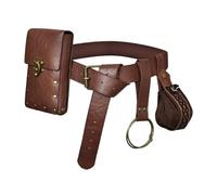 Renaissances Pu Belt Fannys Pack Belt Fannys - Accesorios para fiesta de Halloween, cosplay, disfraces de caballeros medievales, accesorios de disfraz de vikingos, Juego de cuatro piezas marrón, Talla