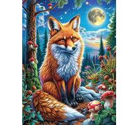 Renard Dans la forêt au Clair de Lune Rompecabezas 1000 Piezas Cartón Resistente para Principiantes Mitos Animal Planta Ocio Doméstico Reducir Estrés Decoración Hogar Regalo Ideal 1000 PCS