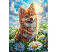Renard Dans le Jardin Fleuri d'automne Rompecabezas 500 Piezas Cartón Grueso para Adultos Mitos Animal Planta Desconectar Rutina Ejercicio Mental Relajante Decoración Dormitorio Regalo 500 PCS