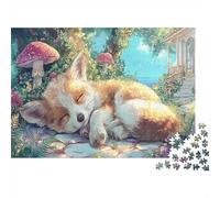 Renard endormi Dans le Jardin Picture Puzzle 1000pcs Puzzles Faune Sauvage for Teenagers Jeu Éducatif Défi Pour Adulte 52x38cm/1000pcs