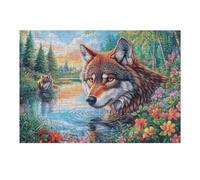 Renard Ruisseau Forêt Faune Sauvage Nature Sauvage Rural Belle Puzzle 300 Piezas para Adultos Divertido Estimulante Y Relajante Hobby Y Entretenimiento En Casa 300 PCS（40x28cm）