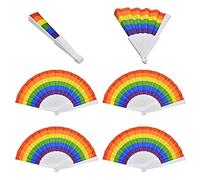 Renashed Paquete de 6 abanicos plegables de plástico Pride Rainbow LGBT para EDM, festival de música, club, evento, fiesta, danza, actuación, regalo