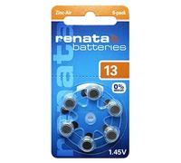 Renata PBZ7307-1 ZA13.DP6 0HG Hearing Aid PR48 - Pilas de botón ZA 13 (Zinc, 305 mAh, 1,4 V, 6 Unidades)