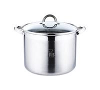 RENBERG Alexander | Olla de Cocina Alta de 28x21.5 cm y 12 Litros con Tapa de Cristal | Acero Inoxidable | Batería de Cocina | Fondo Encapsulado de 5 Capas