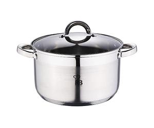 RENBERG Alexander | Cacerola de Cocina | Cacerola de 24 x 14.5 cm y 6,3 Litros con Tapa de Cristal | Acero Inoxidable | Menaje de Cocina | Fondo Encapsulado de 5 Capas | Todo Tipo de Cocinas