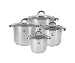 Renberg BATERÍA 8PCS, Acero Inoxidable, Silver, 4 L