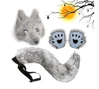 Renchey Juego de Disfraz de Lobo | Accesorios de Falso Lobo para Disfrazarse | Traje de Animal para Mujer para Fiesta Carnaval Navidad Juego de Roles y Actuación en Escenario | Espectáculo de y