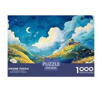 Render of Grassy Hill 1000 Pcs Ökopapier Puzzle Fantasy Pagoda on A Hill Lebendige Bilder Familienspiel Puzzles Für Erwachsene Und Kinder 38x26cm/1000pcs