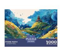 Render of Grassy Hill 1000 Pcs Ökopapier Puzzle Fantasy Pagoda on A Hill Stressabbau Kreatives Spiel Puzzles Für Erwachsene Und Kinder 38x26cm/1000pcs