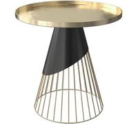 Rendez-Vous Déco Mesa auxiliar redonda de metal negro y latón - Corry