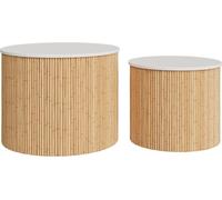 Rendez-Vous Déco Mesas de centro redondas de madera y blancas (set de 2)