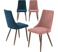 Rendez-Vous Déco Pack de 4 sillas de terciopelo azul y rosa
