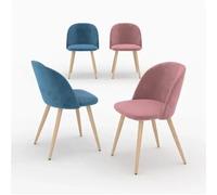 Rendez-Vous Déco Pack de 4 sillas de terciopelo azul y rosa - Cozy