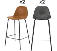 Rendez-Vous Déco Pack de 4 sillas para isla central camel y grises/negras 65 cm
