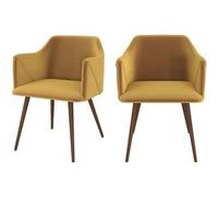 Rendez-Vous Déco Set de 2 sillas con reposabrazos de terciopelo amarillo mostaza - Daisy