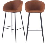 Rendez-Vous Déco Set de 2 sillas de bar 75 cm de cuero sintético marrón