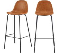Rendez-Vous Déco Set de 2 sillas de bar 75 cm en cuero sintético camel