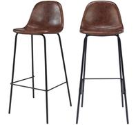 Rendez-Vous Déco Set de 2 sillas de bar 75 cm en cuero sintético marrón