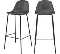 Rendez-Vous Déco Set de 2 sillas de bar 75 cm en piel sintética gris/negro