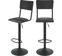 Rendez-Vous Déco Set de 2 sillas de bar ajustables 60/80 cm en madera negra