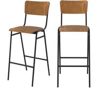 Rendez-Vous Déco Set de 2 sillas de bar de madera 75 cm