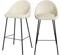 Rendez-Vous Déco Set de 2 sillas de bar de media altura en tela beige 75 cm
