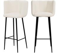Rendez-Vous Déco Set de 2 sillas de bar de tela rizada beige 75 cm