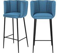 Rendez-Vous Déco Set de 2 sillas de bar de terciopelo azul 75 cm