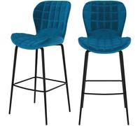 Rendez-Vous Déco Set de 2 sillas de bar de terciopelo azul 75 cm