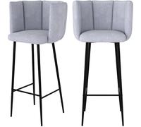 Rendez-Vous Déco Set de 2 sillas de bar de terciopelo gris claro 75 cm