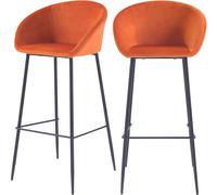 Rendez-Vous Déco Set de 2 sillas de bar de terciopelo naranja 75 cm