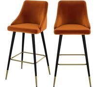 Rendez-Vous Déco Set de 2 sillas de bar de terciopelo naranja 77,5 cm