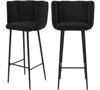 Rendez-Vous Déco Set de 2 sillas de bar de terciopelo negro