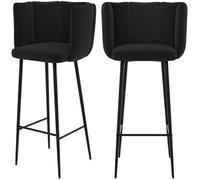 Rendez-Vous Déco Set de 2 sillas de bar de terciopelo negro - Rosy