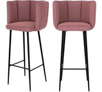 Rendez-Vous Déco Set de 2 sillas de bar de terciopelo rosa