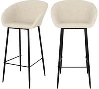 Rendez-Vous Déco Set de 2 sillas de bar efecto bouclé blanco 75 cm