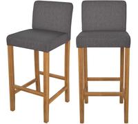 Rendez-Vous Déco Set de 2 sillas de bar en tela gris oscuro con patas de madera 75 cm