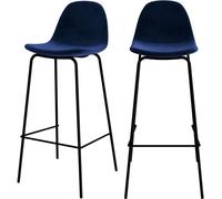 Rendez-Vous Déco Set de 2 sillas de bar en terciopelo azul oscuro 75 cm