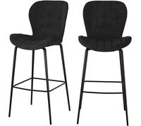 Rendez-Vous Déco Set de 2 sillas de bar en terciopelo negro 75 cm