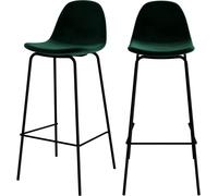 Rendez-Vous Déco Set de 2 sillas de bar en terciopelo verde oscuro 75 cm