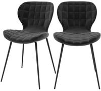 Rendez-Vous Déco Set de 2 sillas de terciopelo negro 75 cm