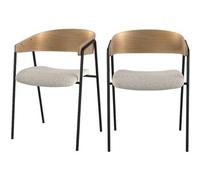 Rendez-Vous Déco Set de 2 sillas en tejido bouclé blanco y madera de roble - Esmée