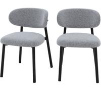 Rendez-Vous Déco Set de 2 sillas en tela jaspeada gris oscuro y patas de metal negro