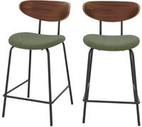 Rendez-Vous Déco Set de 2 sillas para isla central en pana verde kaki 64,5 cm