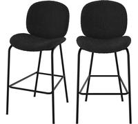 Rendez-Vous Déco Set de 2 sillas para isla central en tejido bouclé negro 65,5 cm