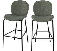 Rendez-Vous Déco Set de 2 sillas para isla central en tejido bouclé verde 65,5 cm