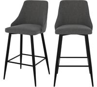 Rendez-Vous Déco Set de 2 sillas para isla de cocina en tela gris oscuro 66,5 cm